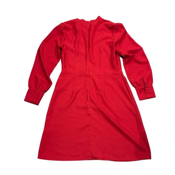 Warehouse Red Long Sleeve Tie Neck Dress Women’s UK 12 (US 8) - Picture 3 of 6